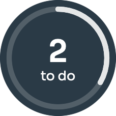 The round Lock Screen widget: 2 to do, in a ring.